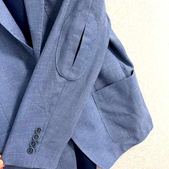 Connaisseur Paris Jacket Blazer Mens 44R Blue Wool Silk Linen Vit Barb Canonico - Picture 4 of 16